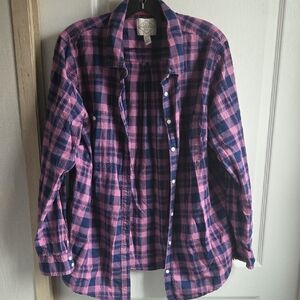 St. John's Bay Pink and Blue Plaid Shirt
